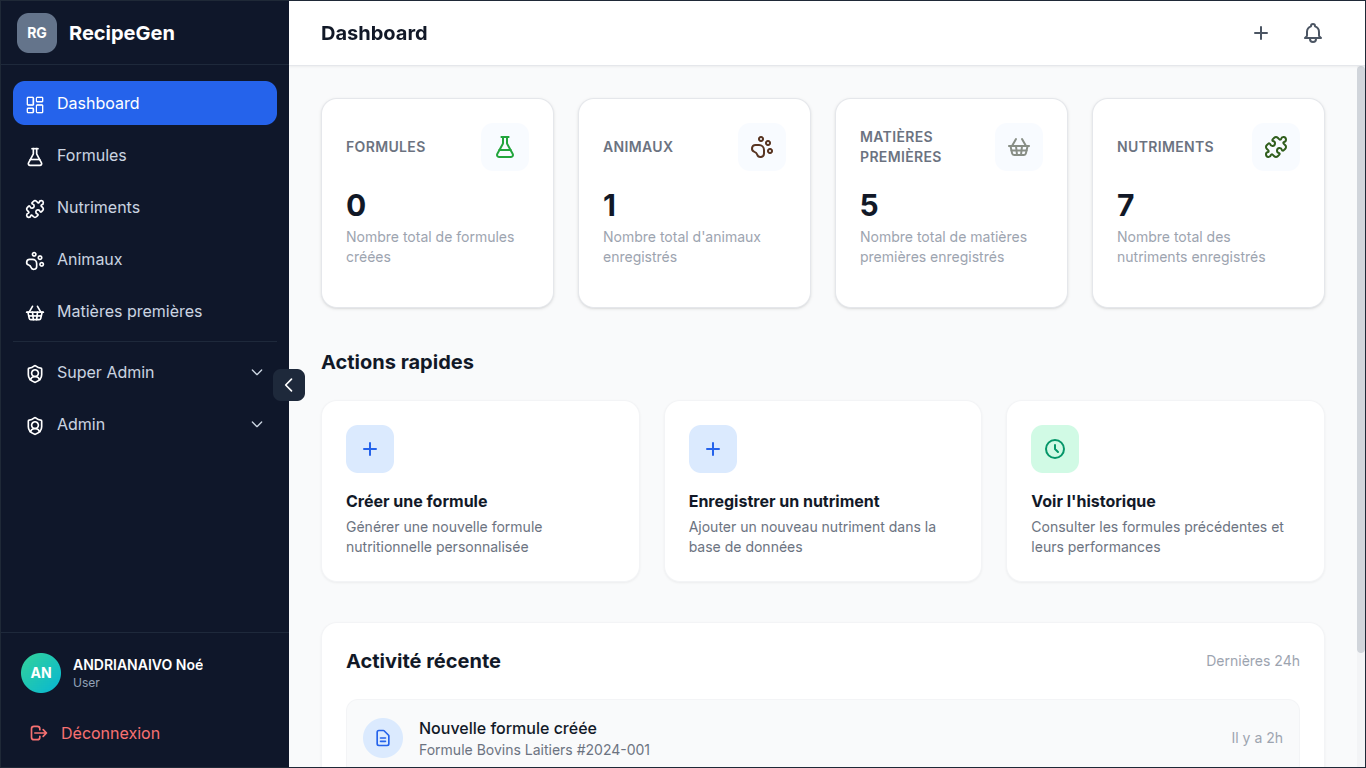 Generateur de formule de provende preview